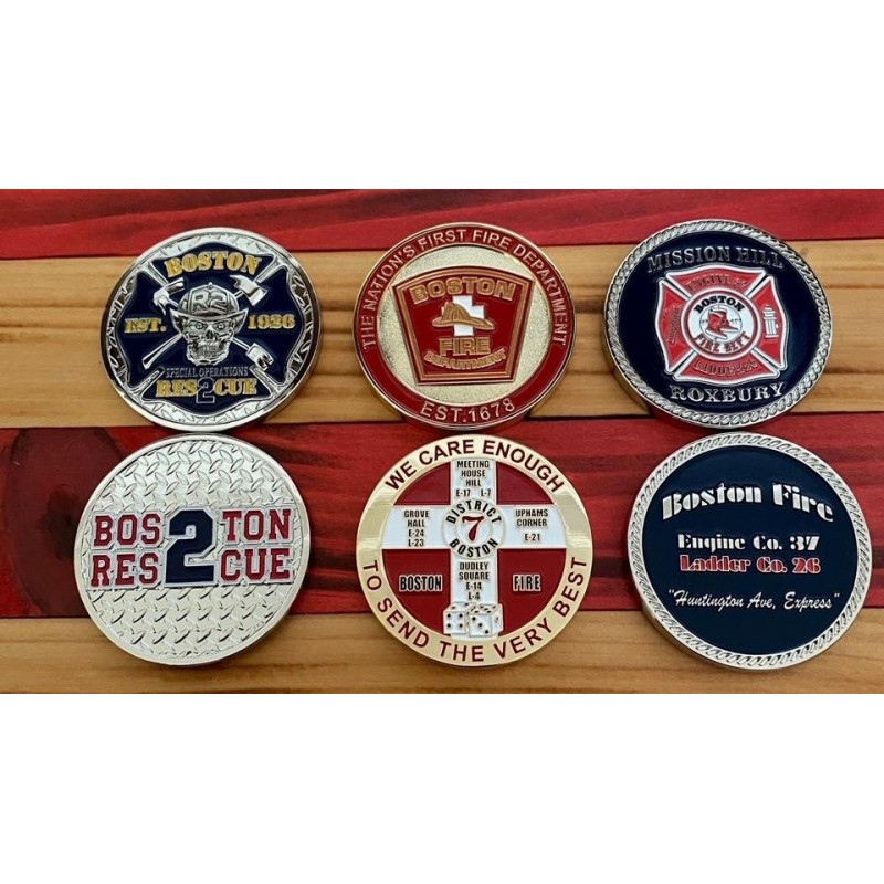 Boston Fire Rescue 2, District 7 and Engine 37/Ladder 26 Challenge Coin Combination