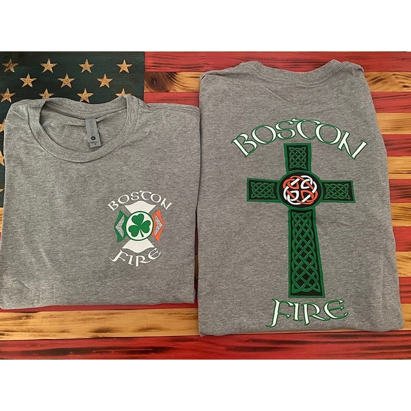 Boston Fire Irish Cross Short-Sleeve Tee’s - Heather Grey