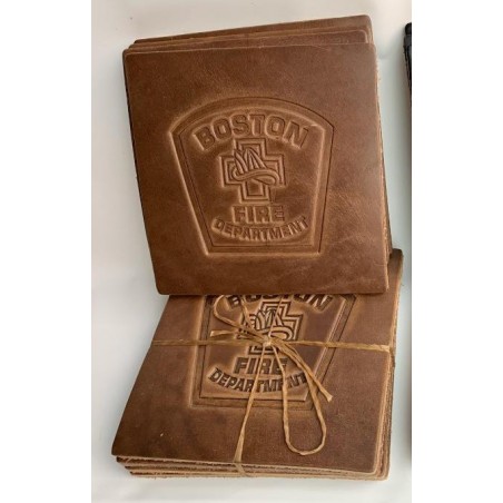Boston Fire Department Leather Coaster - Natural Brown Chromexcel
