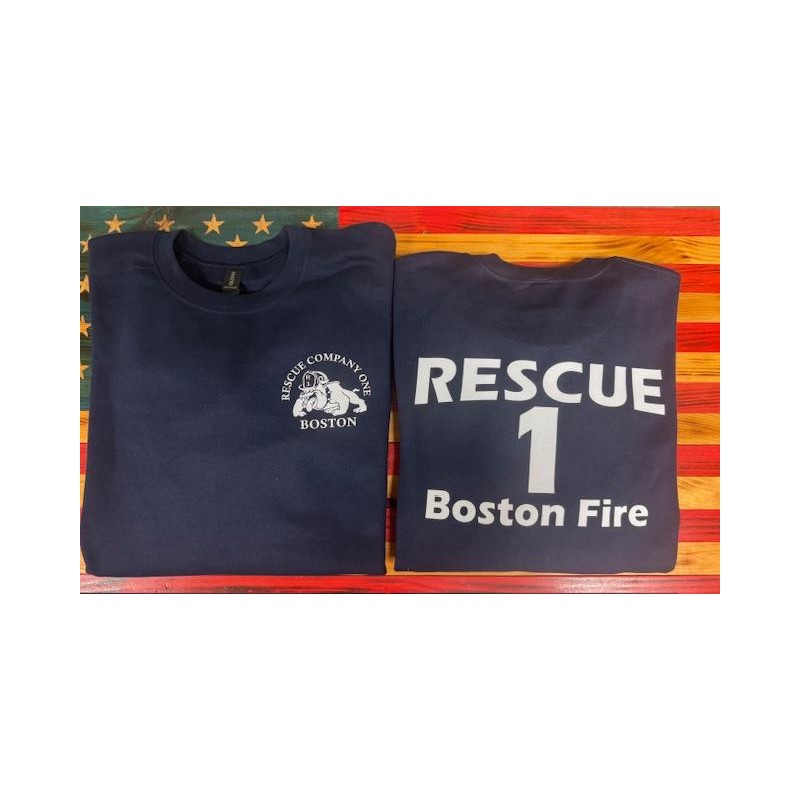 Boston Rescue 1 Bulldog Crewneck Sweatshirt Boston Rescue 1 Bulldog Crewneck Sweatshirt